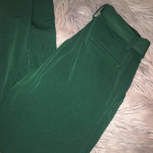 Express Pull On Ankle Mid Rise Pants with Removable Tie in Green XS - Picture 3 of 7